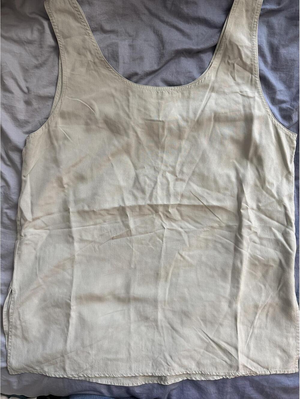 Silk tank quiet luxury neutral soft sage green grey sleeveless shell tank